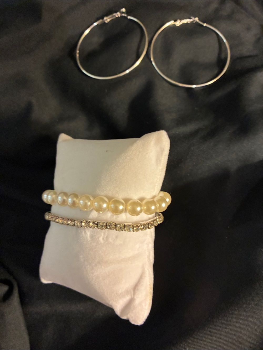 Classic Pearl and Crystal Bracelet Set - Gold Tone